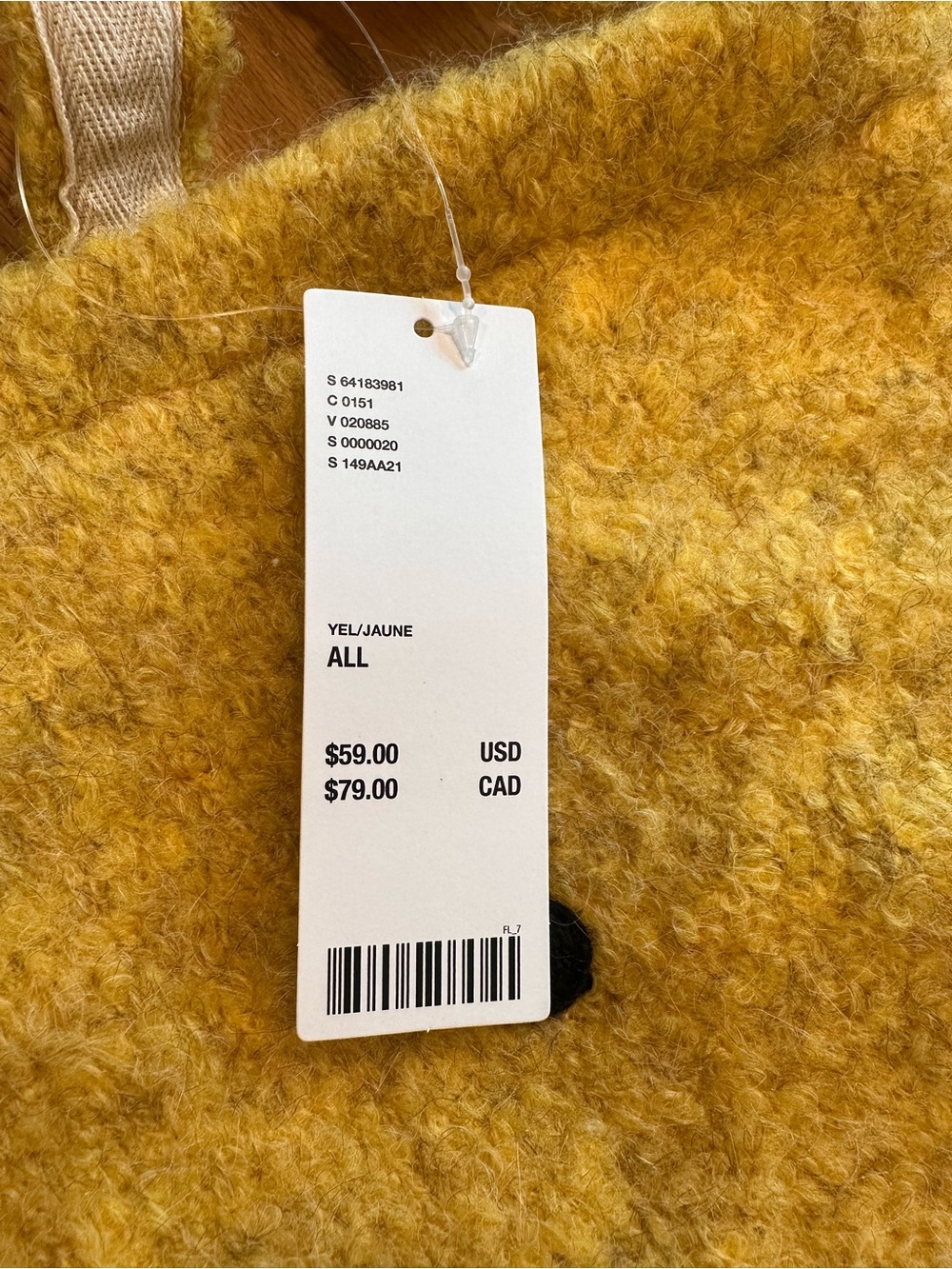 Smiley Face Wool Blend Tote Bag Mustard Yellow Happy Face NWT - Picture 6 of 8